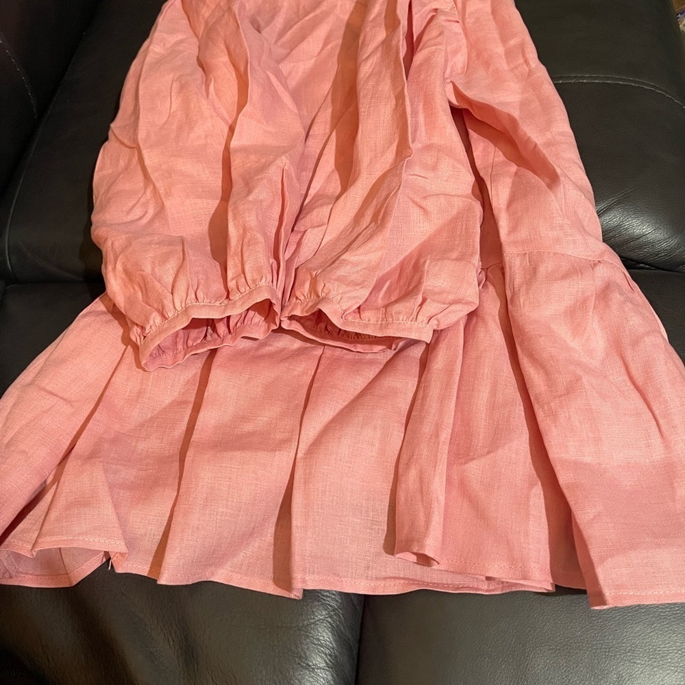Harshman Anthropologie Brand DREW POPOVER Soft Pink LINEN Blouse size small - Picture 9 of 12